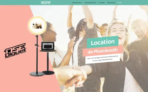 Site DSE Digital présentant la location de photobooth pour les événements