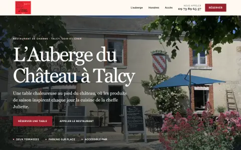 Page d’accueil du site L’Auberge du Château