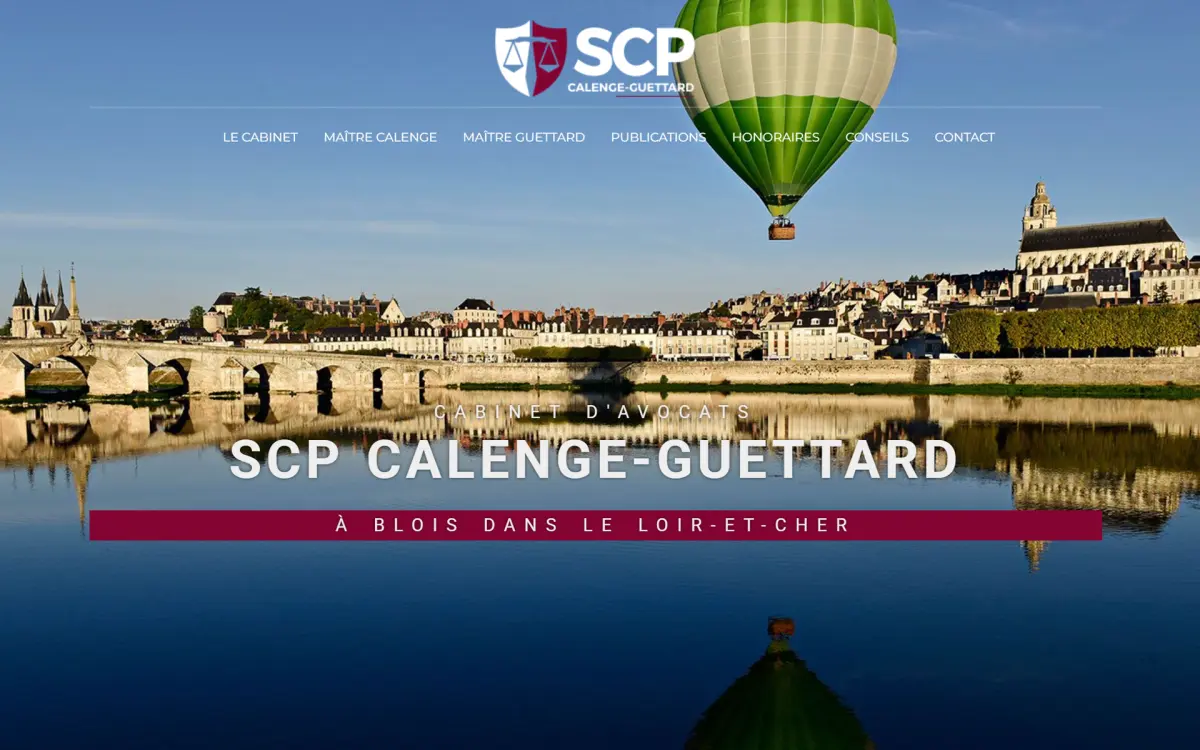 Capture de la page d’accueil du site SCP Calenge–Guettard