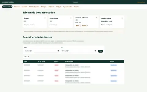 Formulaire de réservation de séjour avec dates, calculateur et options.