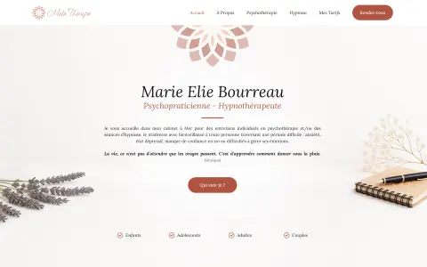 Page d’accueil de Marie Élie Bourreau, psychopraticienne et hypnothérapeute